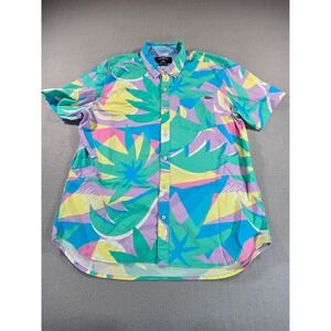 Chubbies Button Down Shirt Mens XL Multicolor 90s Geometric Abstract Stretch SS